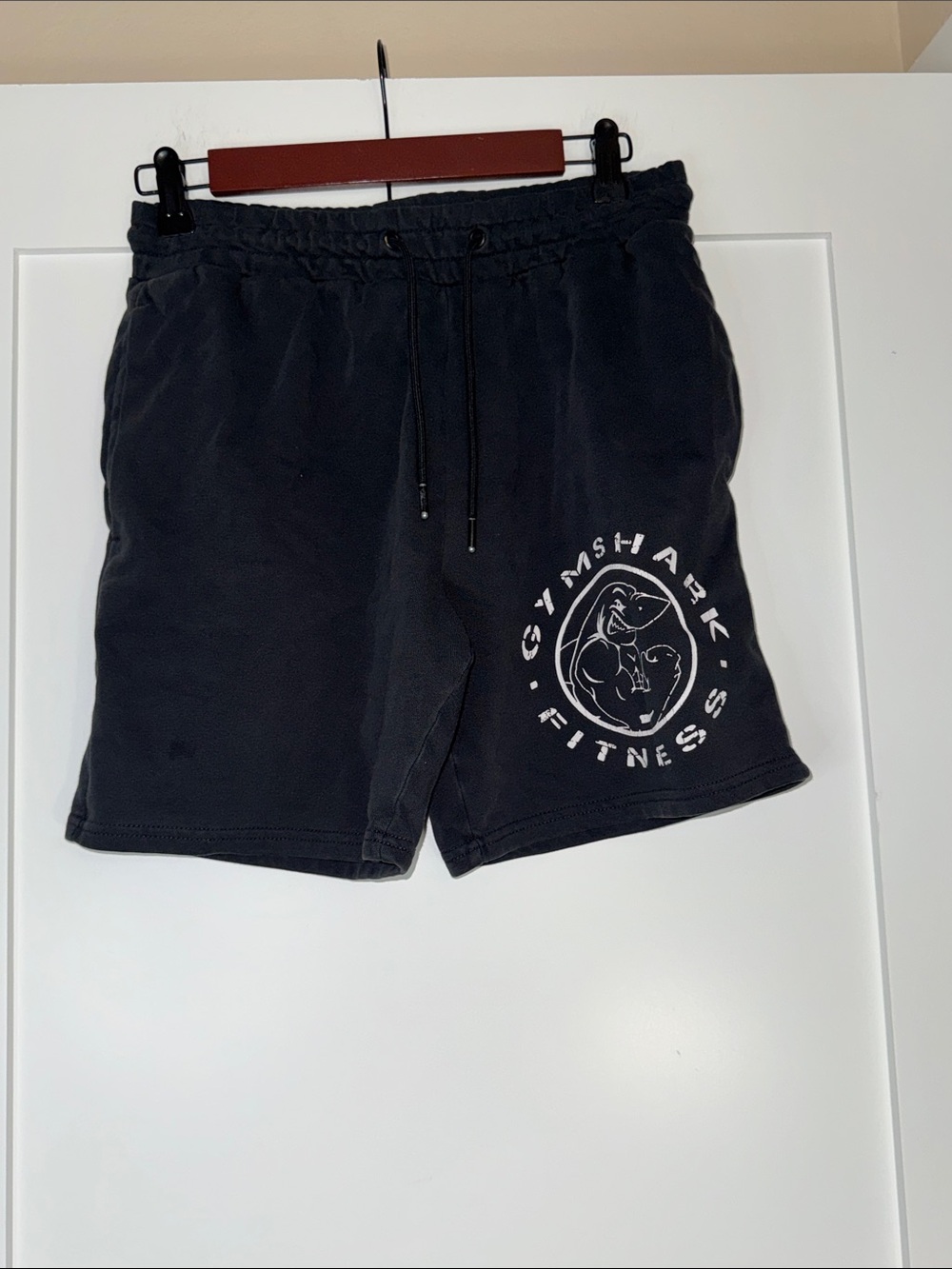 Gymshark Black Athletic Drawstring Shorts with White Logo Sz Small atheleisure